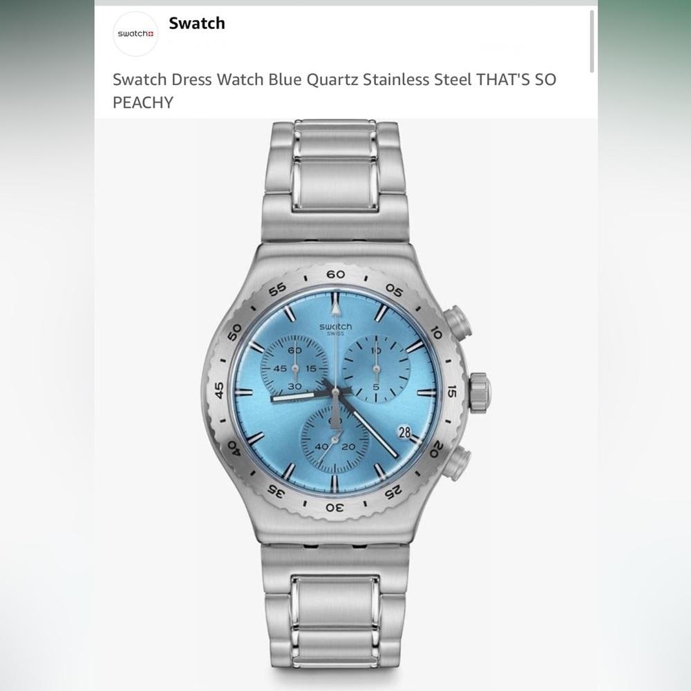Swatch Dress Watch Blue Quartz Stainless Steel THAT'S SO PEACHY, unisex
